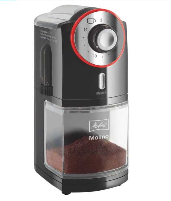 Електрическа кафемелачка Molino, черна/червена