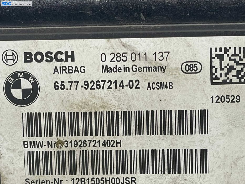 Unitate Modul Calculator Control Airbag BMW Seria 3 F30 F31 2011 - 2018 Cod 65.77-9267214-02 9267214 [L3771]