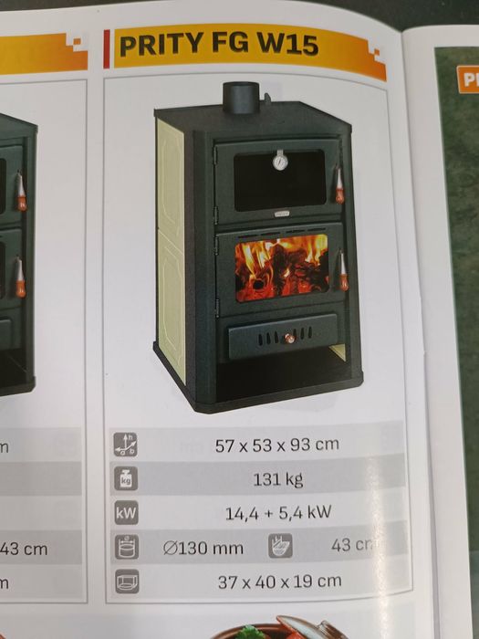 Камина с фурна на дърва с водна риза Prity FG W15