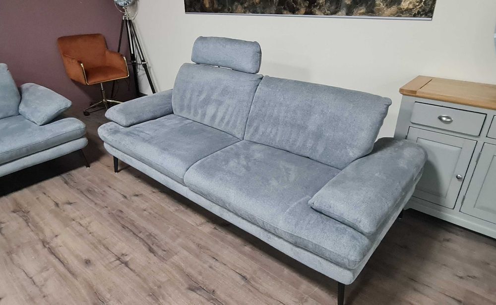 Сив комплект дивани от плат ъглов диван и тройка "Dieter Knoll"