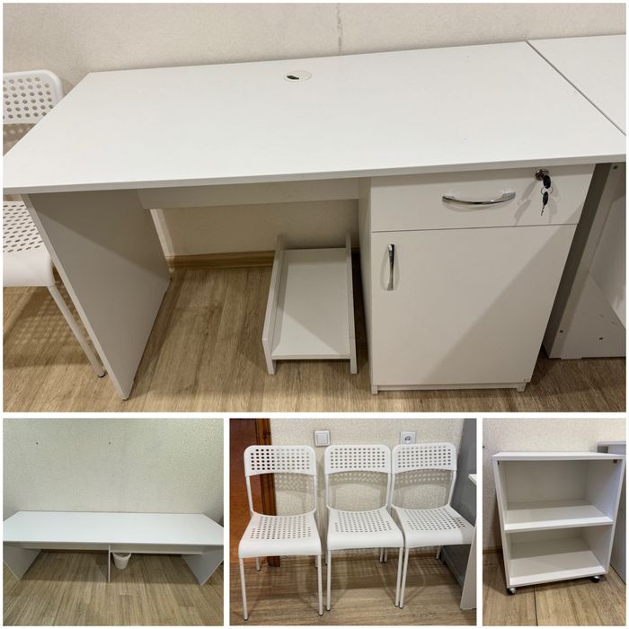 3 шт, Белые обычные стулья