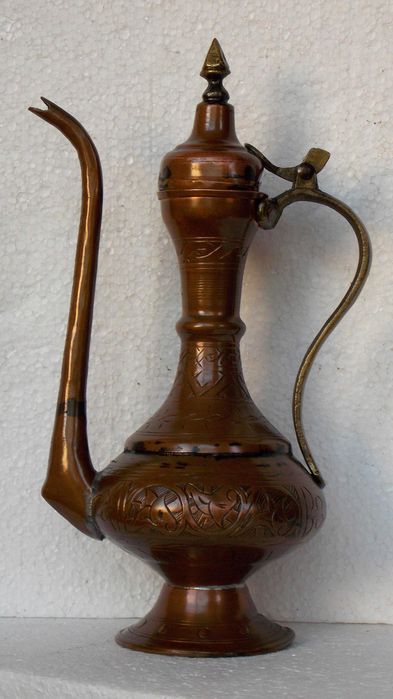 vas vechi 28 cm cupru bronz lucrat manual antichitati arta statueta