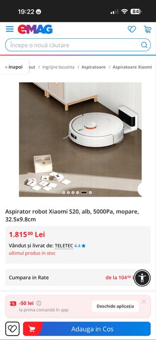 Vând robot aspirator xiaomi S20 cu spalare