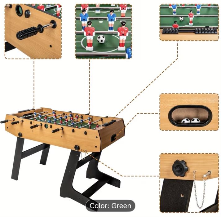 Сгъваема футболна маса на стойка с размери 121 х 61 х 81 см