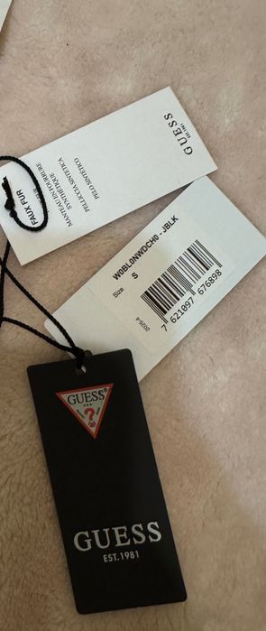 Палто ново черно Guess, размер S, подарък раница