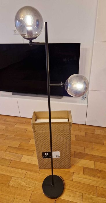 Lampadar ajustabil Art Deco – QAZQA,negru, 153 cm, 2 becuri E14