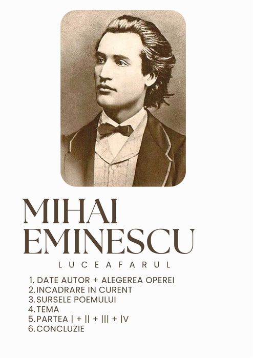Material de invatat pentru bac la limba romana - ,,Luceafarul" de Mihai Eminescu