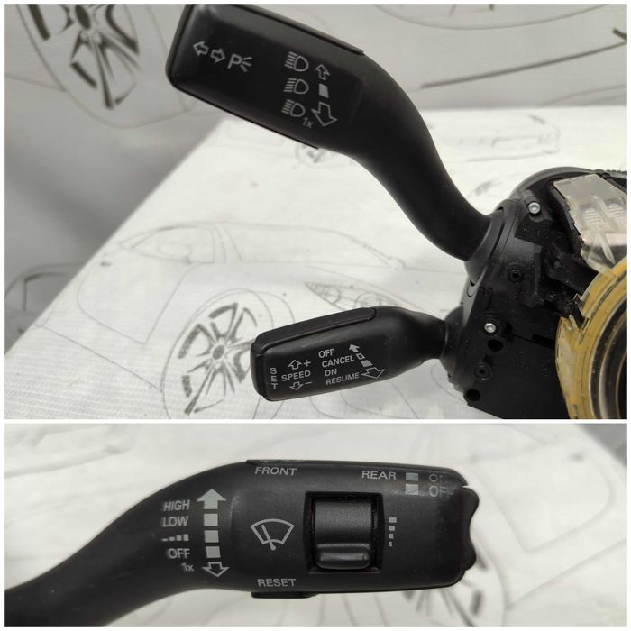Ansamblu manete comenzi volan + spiră Audi A6 S6 C6 4F 4E0953541A 2009 / [2004-2011] / (5B3)