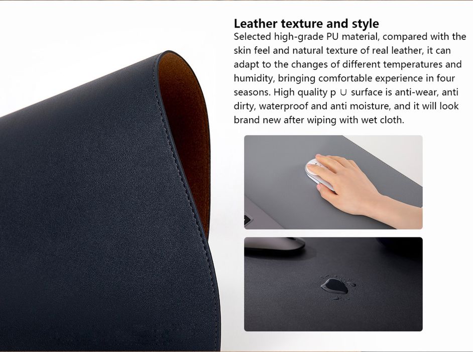 Коврик для мыши Xiaomi 800×400, из натуральной кожи, водонепроницаемый