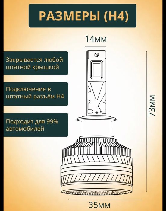 Автомобильные LED лампы H4 с пультом