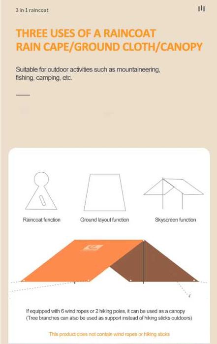 -60% Многофункционално 3-в-1 водоустойчиво пончо / дъждобран