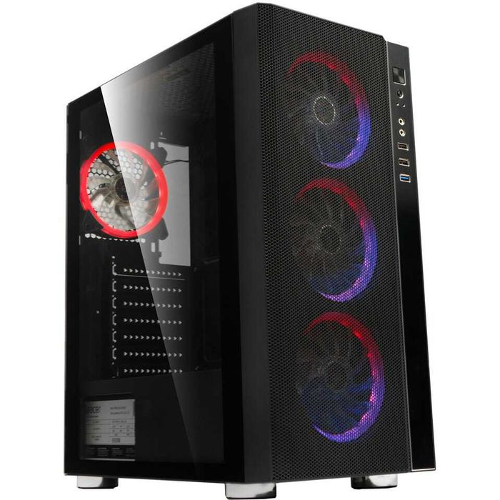 Carcasă Gaming RGB 4 Ventilatoare ATX Mesh Sticlă Securizată Garanție 24L