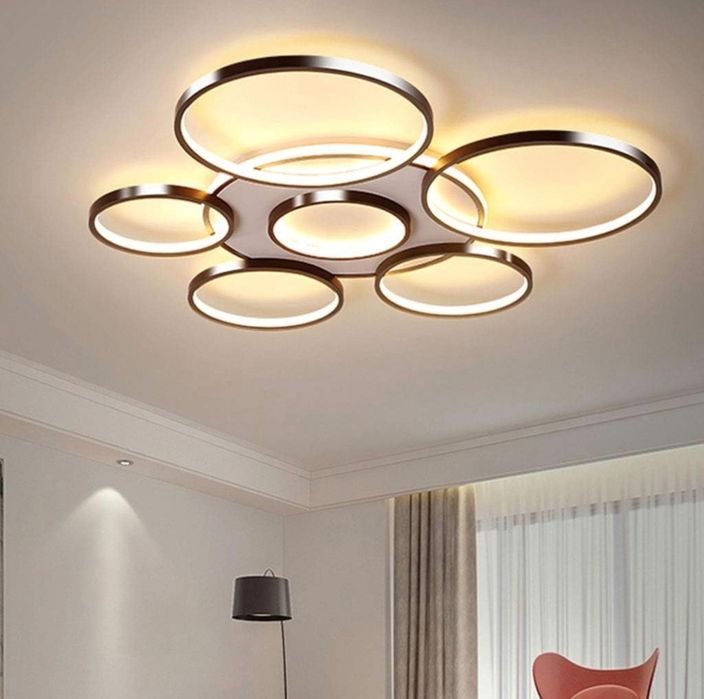LED невисящи рингове кафе 6+1 за таван с дистанционно 110 см, 106 W