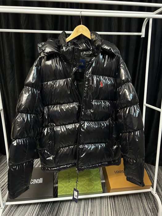 Geacă Polo Ralph Lauren bărbați XXL puffer neagră lucioasă