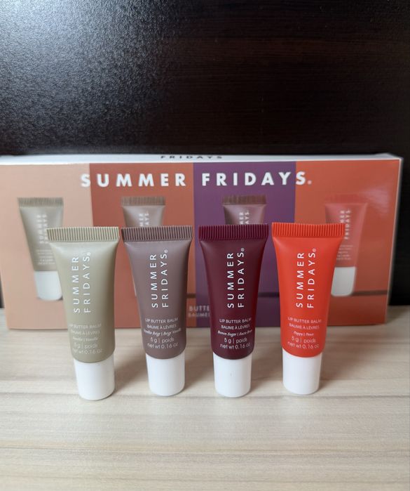 Summer Fridays Lip Butter Balm Mini Set 4x5g | Балсам и гланц за устни Lip Gloss Lip Balm Vanilla Brown Sugar Poppy Мини Сет