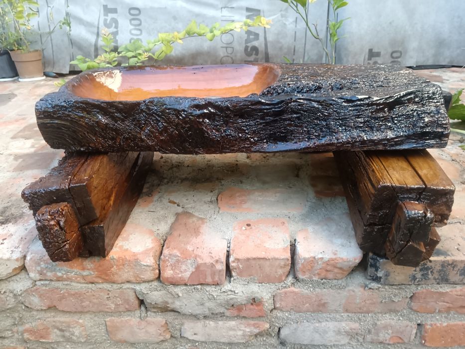 Chiuveta lemn vechi 100ani handmade extrem de rustic dim 75x30cm