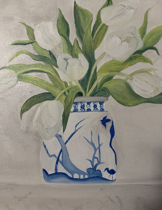 Маслена картина - Бели лалета