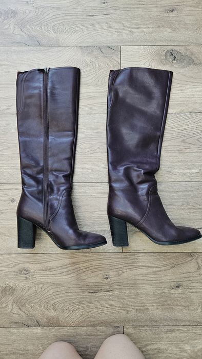 Кожаные, зимние сапоги