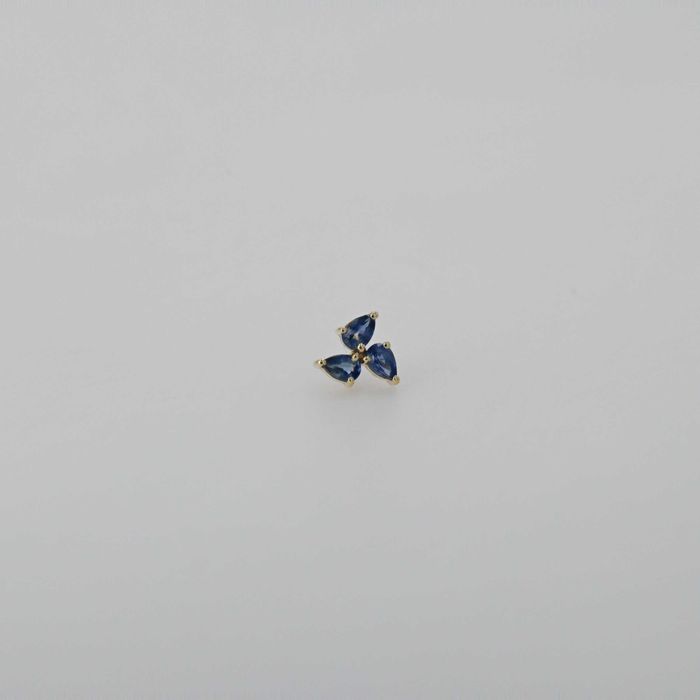 Cercel(pentru a doua gaura)aur galben 18k, cu safire cod 9949
