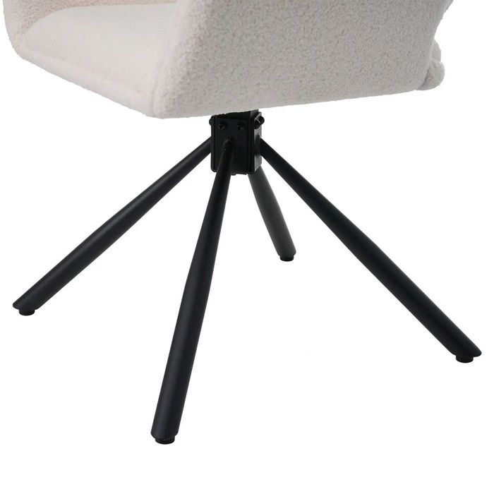Set de 2 sau 4 scaune de dining moderne, tapițate în sherpa, cu cotiere și funcție rotativă