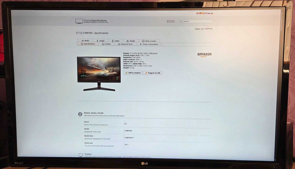 Монитор: LG 27MP59G-P - 27" Full HD IPS LED Gaming