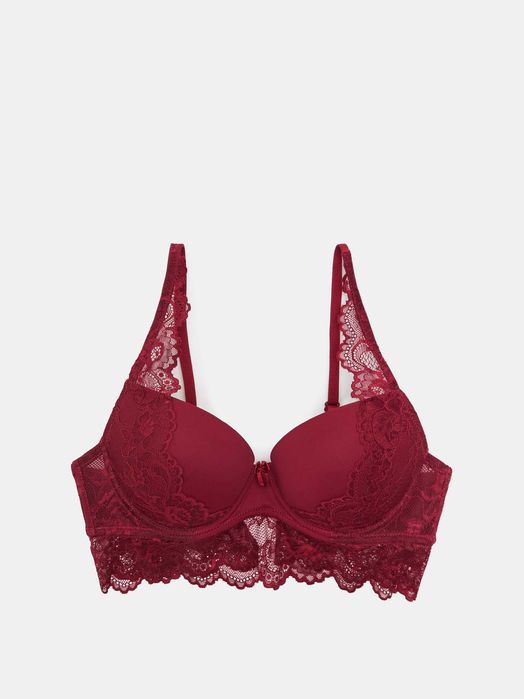 Sutien dantelat rosu cu dantela decorativa NOU