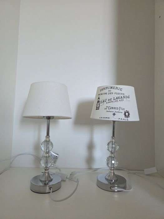 Lustre moderne / elegante – Candelabru auriu cu cristale & Lustră cromată și veioză (Se vând și separat)