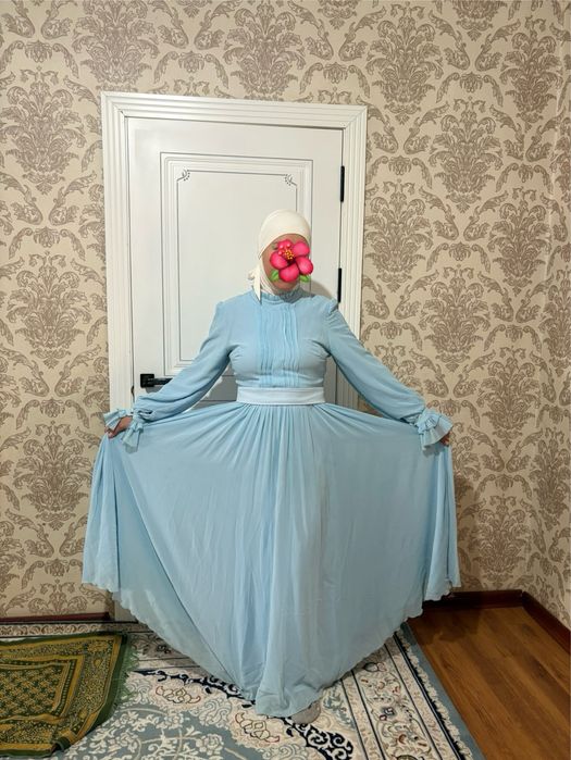 Кешкі көйлек көк түсті кең етекті