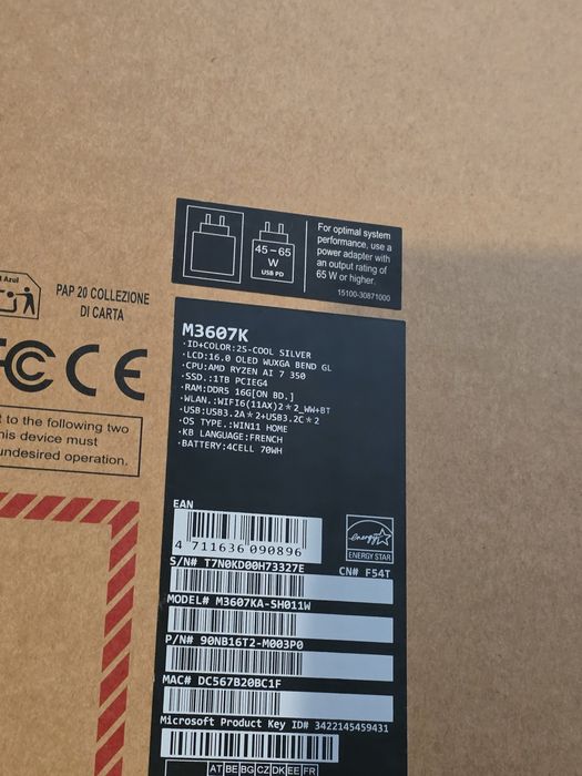 Laptop Asus Vivobook 16,AMD Ryzen AI 7 350, Oled, 16Gb, 1TB