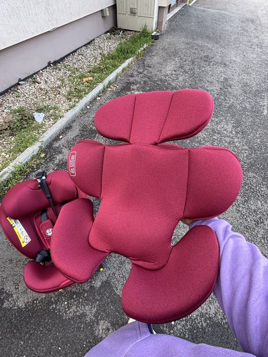 Scaun Auto B-Joy DELUXE BUF BOOF iSIZE Red cu Isofix pozitie somn 155 grade rotativ 360 grade 40-150 cm