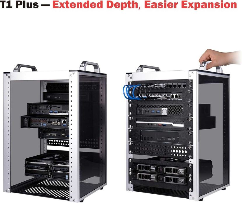 GeeekPi 8U Server Rack Cabinet DeskPi RackMate T1 Plus,Rack rețea 10 inch pentru servere, rețea, echipamente AV, 10.23 inch 260 mm Adâncime (Argintiu)