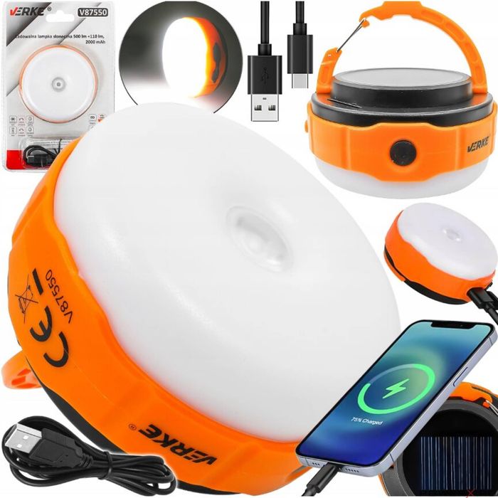 Lampa solara de atelier, reincarcabila, 500 Lm 2000 Mah, power bank,