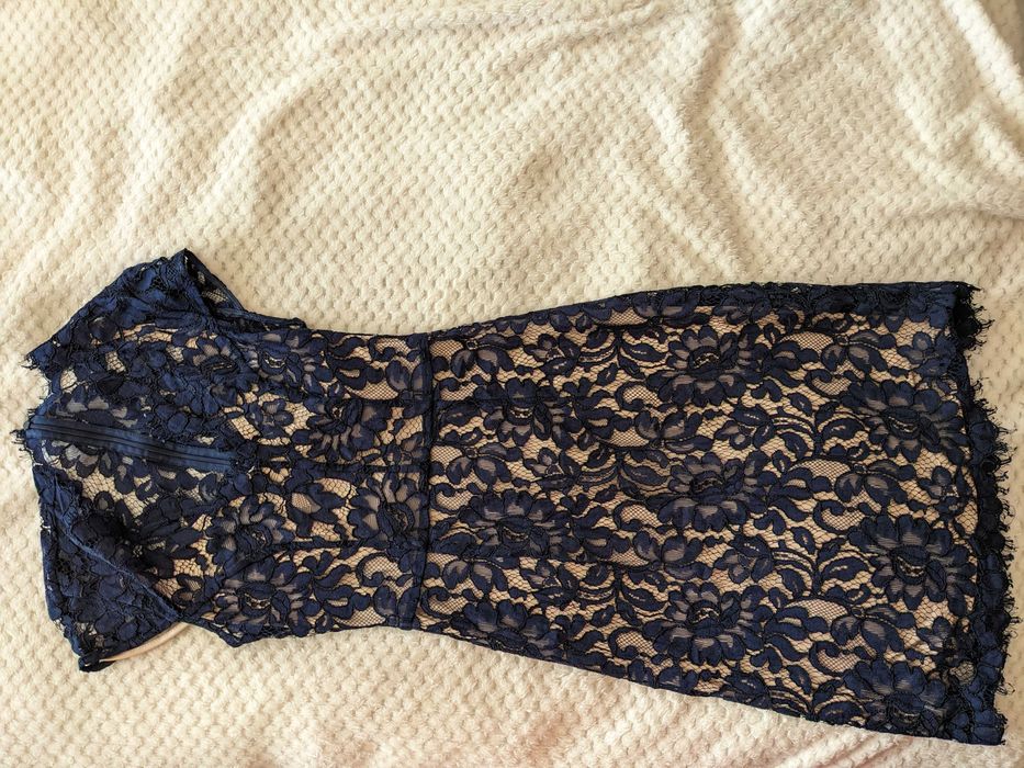 Официална рокля синя с дантела Vayana