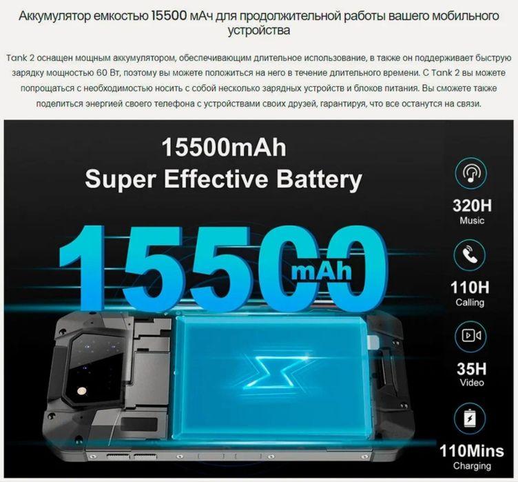 Смартфон Unihertz Tank 2 12/512 ГБ Global, 2 nano SIM, черный