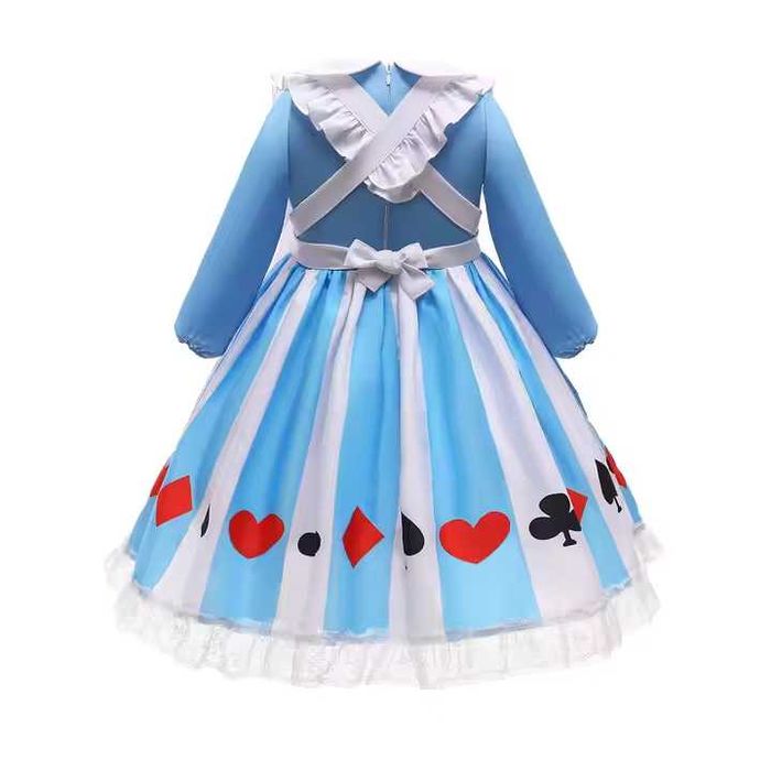 Costum de Carnaval pentru Fetite, Alice in Tara Minunilor, cu Bentita