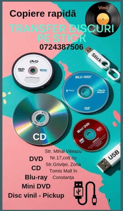 DVD CD Blu-ray pe Stick USB sau Hard Disk Transfer rapid / Salvez amintiri video/nunta,botez / filmări vechi de familie