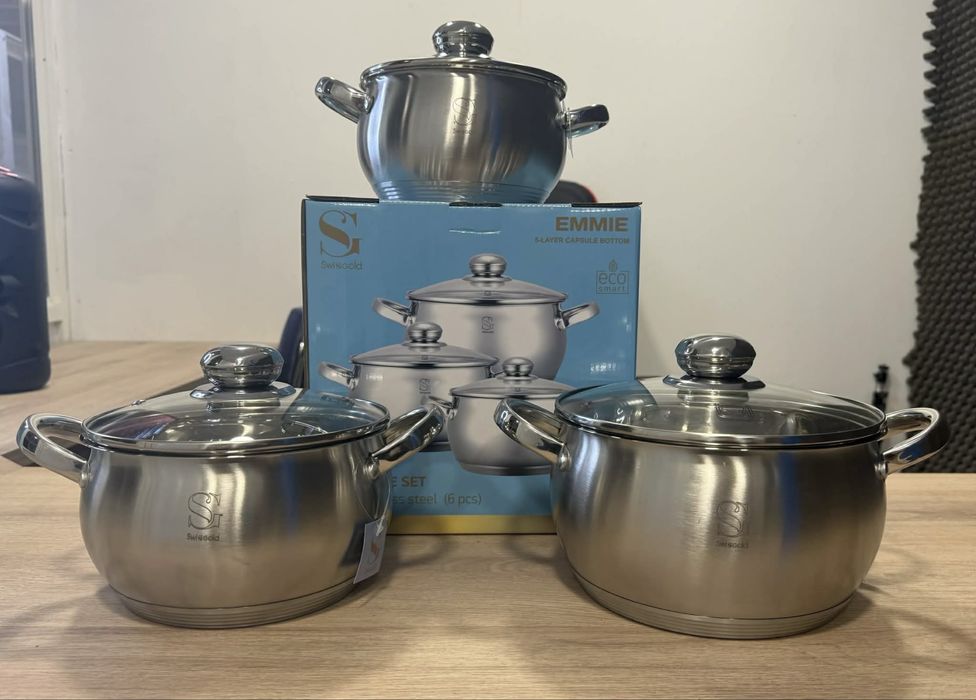 Професионален комплект тенджери с дебело 5 слойно дъно