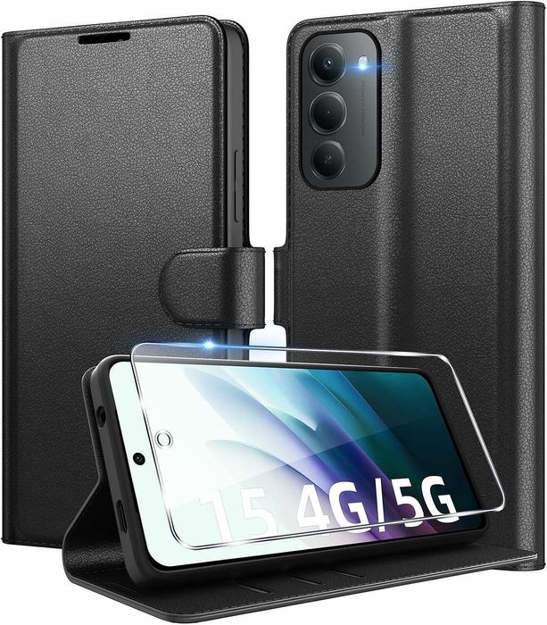 Кожен калъф тип тефтер за xiaomi redmi 15 4g