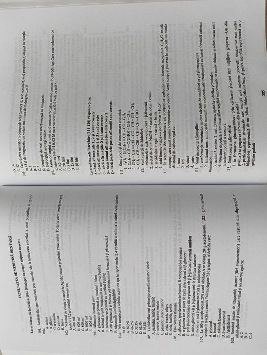 Chimie Organica. Teste admitere UMF 2012