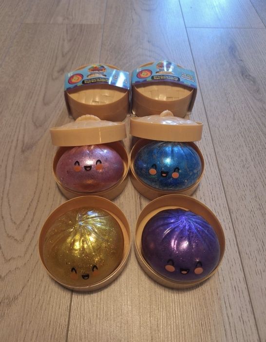 Jucarie squishy dumpling cu sclipici 2 buc