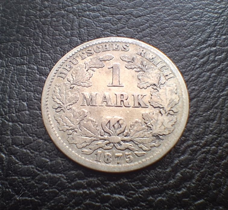 Стара сребърна монета 1 марка 1875 г..буква Е -Германска империя-доста стара