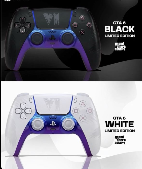2 Controller-e GTA VI 6 LIMITED EDITION (Negru si Alb)