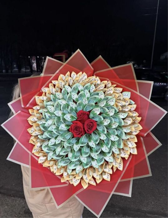 Денежный букет, комбинированный букет