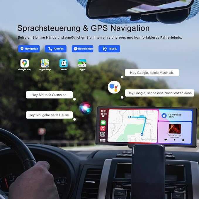 CarPlay wireless cu cameră video pentru marșarier, ecran de 9,26 inch