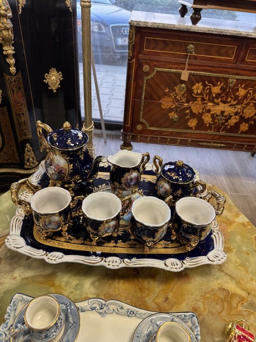 Set cafea/ceai - portelan albastru cobalt