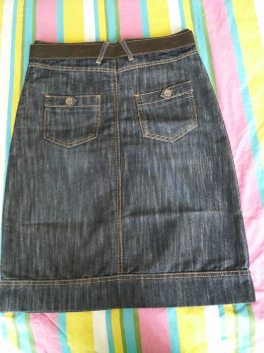 Дънкова пола с колан, размер 38