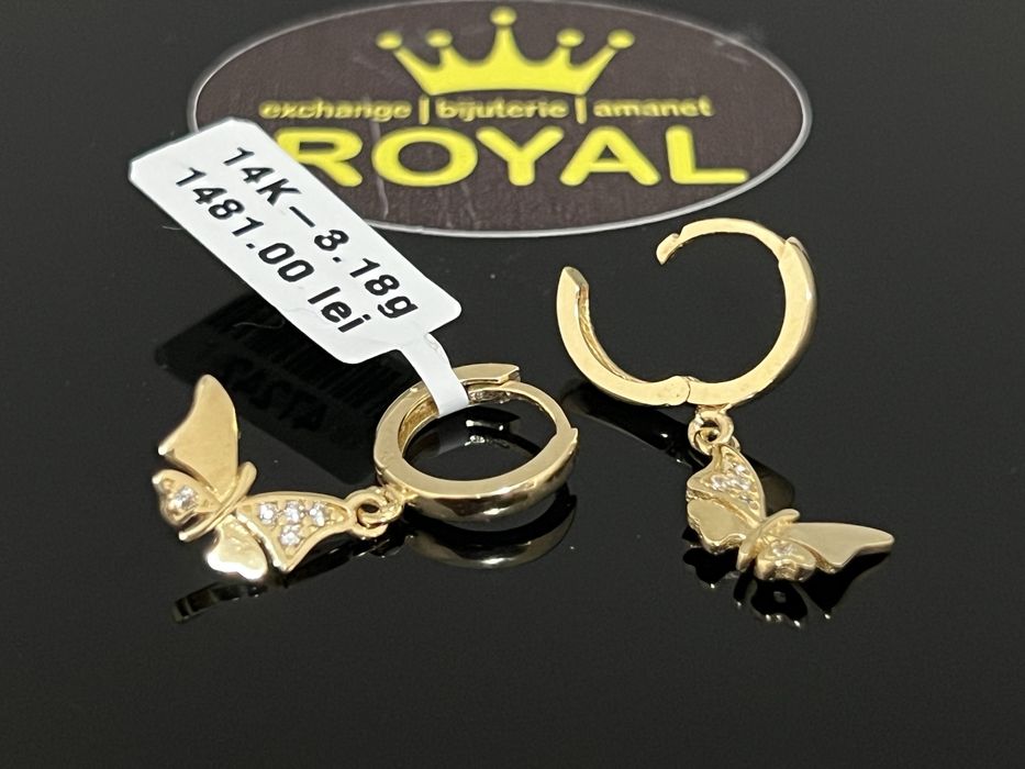 Bijuteria Royal CB : Cercei fluturi aur 14K 585  3,18 gr