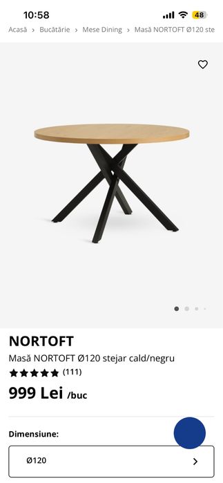 Masa rotunda 120 cm NOUA!