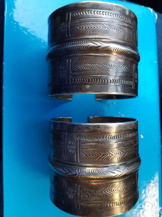 Bratara argint masiv set pereche,otomane,vintage,lucrate manual,superb