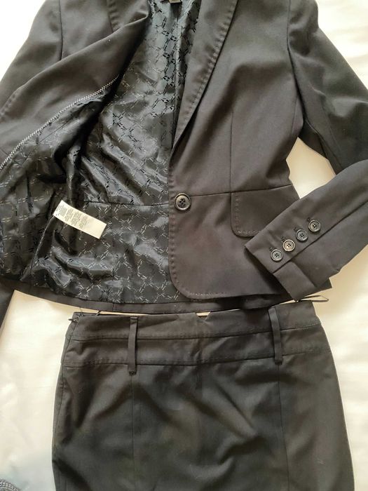 Costum dama, Mango, 36, negru, fusta/ sacou